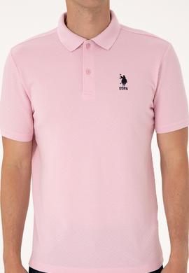 Erkek Regular Fit Açık Pembe Polo Yaka Dokulu Tişört - 50300127006