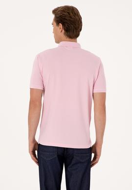 Erkek Regular Fit Açık Pembe Polo Yaka Dokulu Tişört - 50300127006