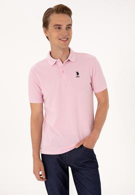 Erkek Regular Fit Açık Pembe Polo Yaka Dokulu Tişört - 50300127006
