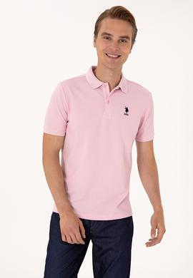 Erkek Regular Fit Açık Pembe Polo Yaka Dokulu Tişört - 50300127006