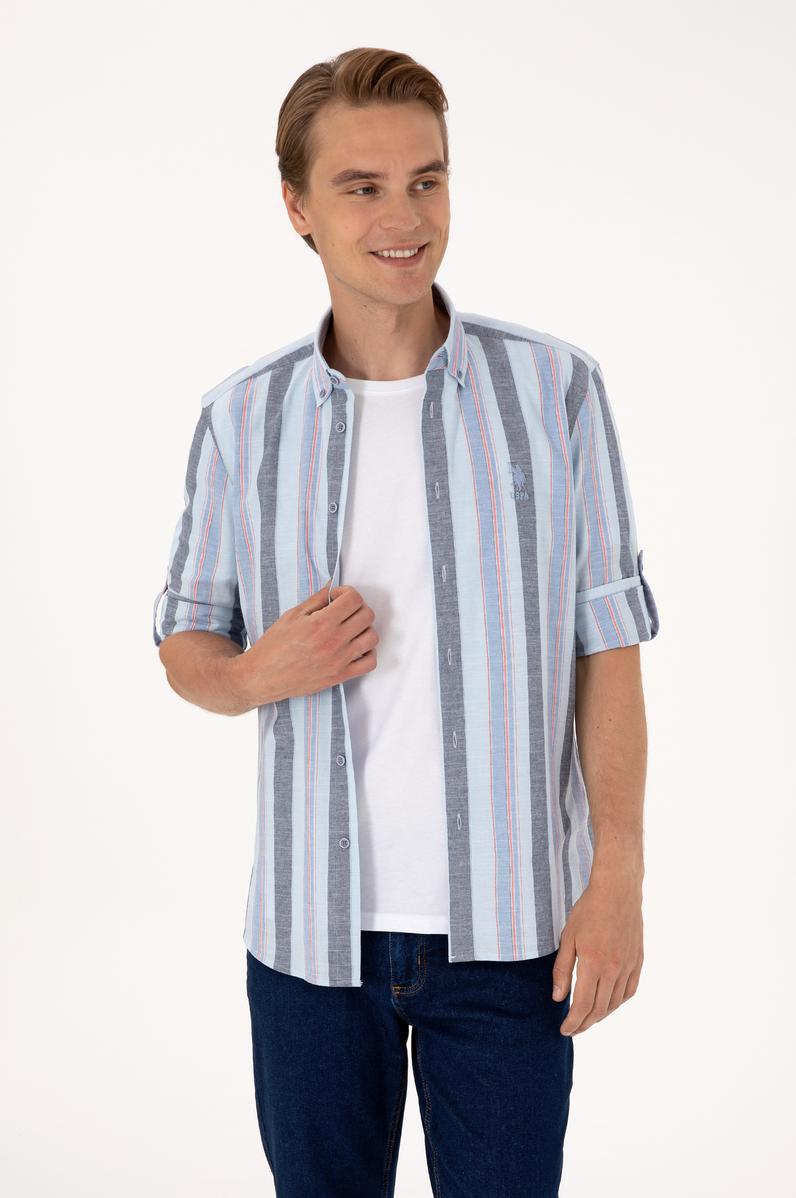 Erkek Açık Mavi Uzun Kollu Gömlek