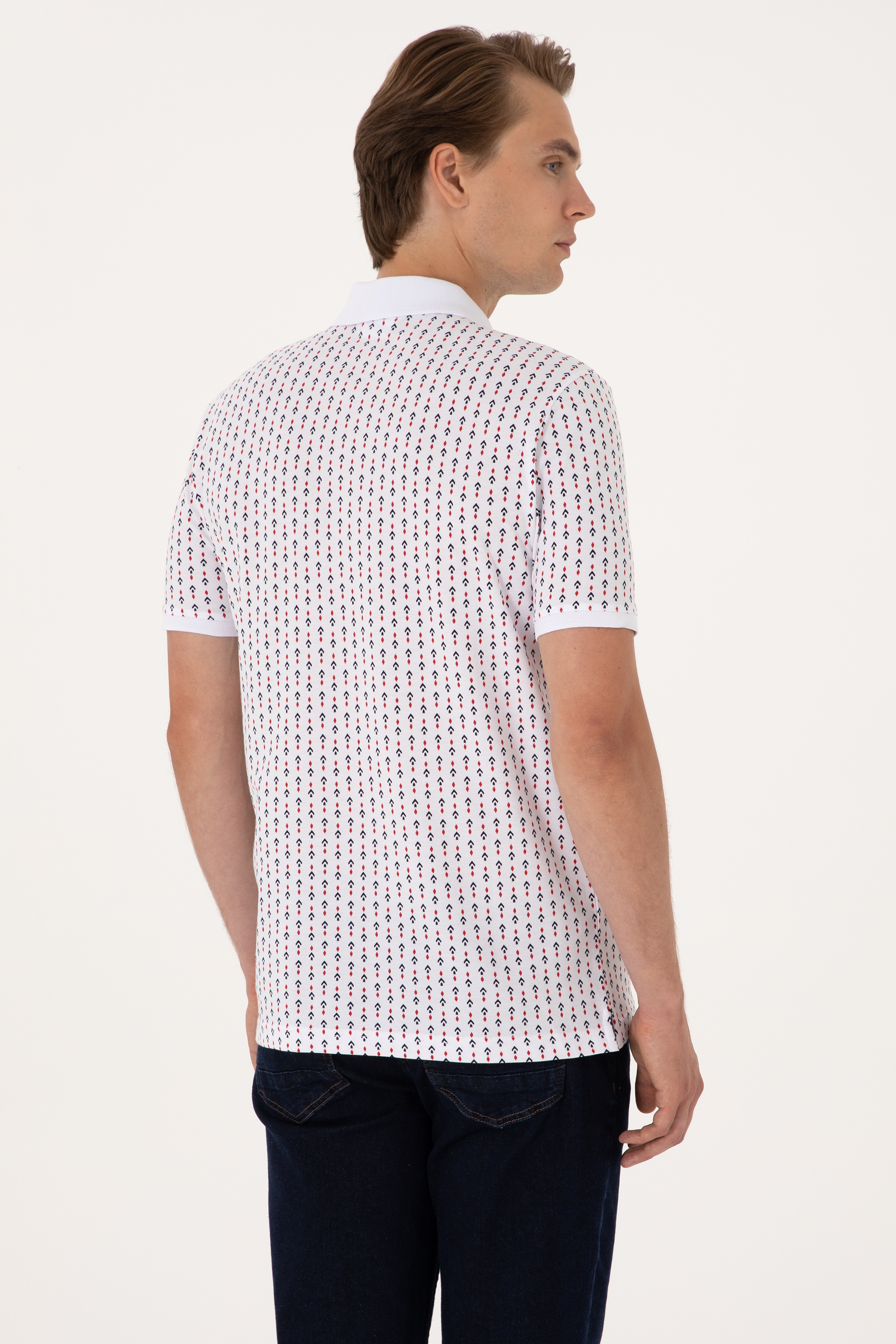 Erkek Regular Fit Beyaz Polo Yaka Tişört - Image 5