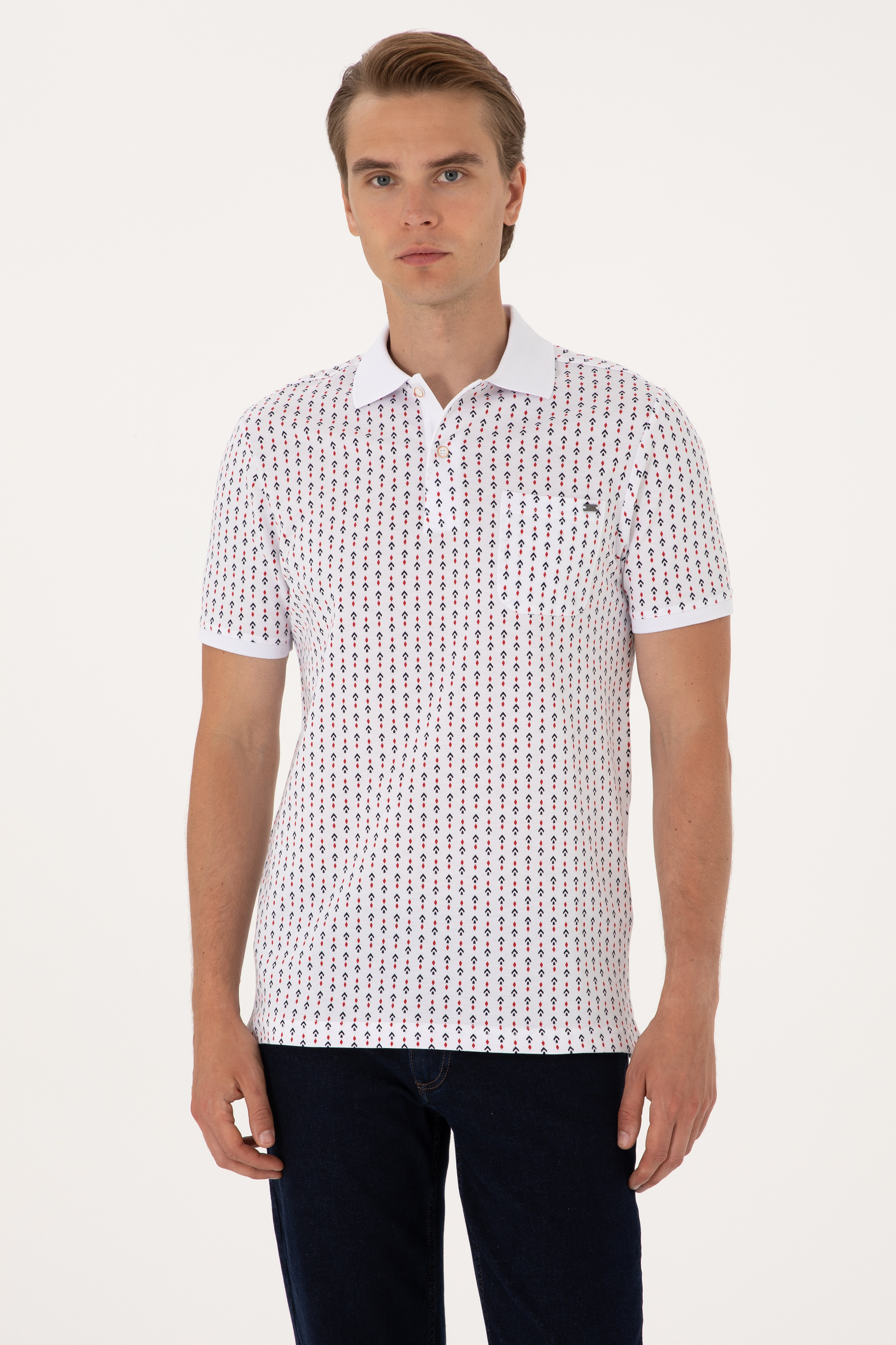 Erkek Regular Fit Beyaz Polo Yaka Tişört