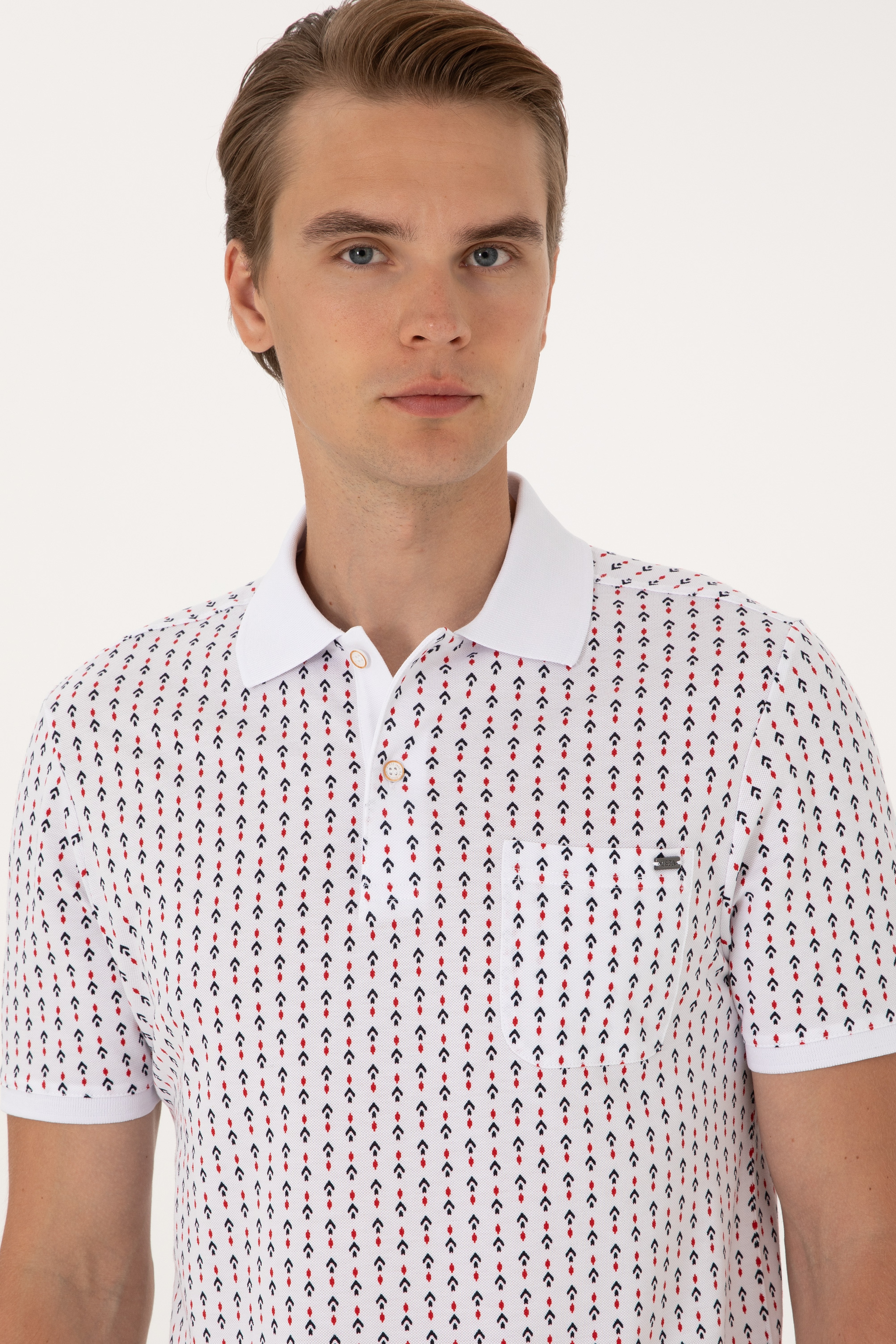 Erkek Regular Fit Beyaz Polo Yaka Tişört - Image 2