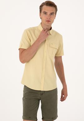 Erkek Açık Haki Kısa Kollu Gömlek - 50300181009