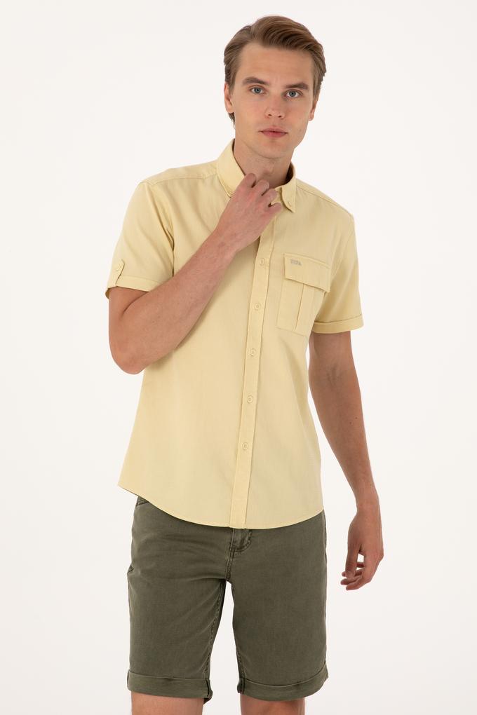 Erkek Açık Haki Kısa Kollu Gömlek