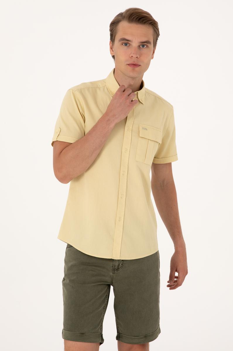Erkek Açık Haki Kısa Kollu Gömlek