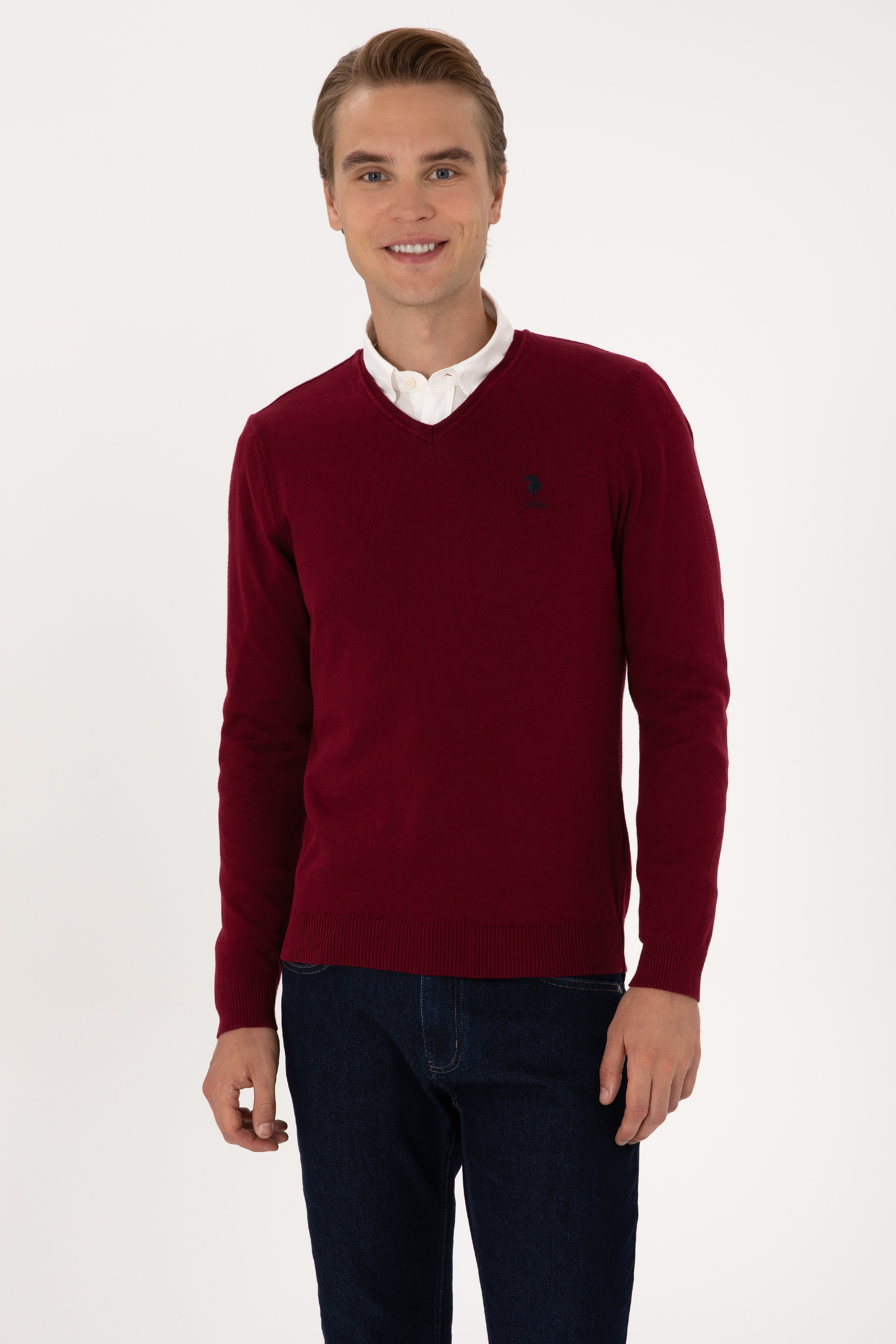 Erkek Bordo Basic Kazak - Image 1
