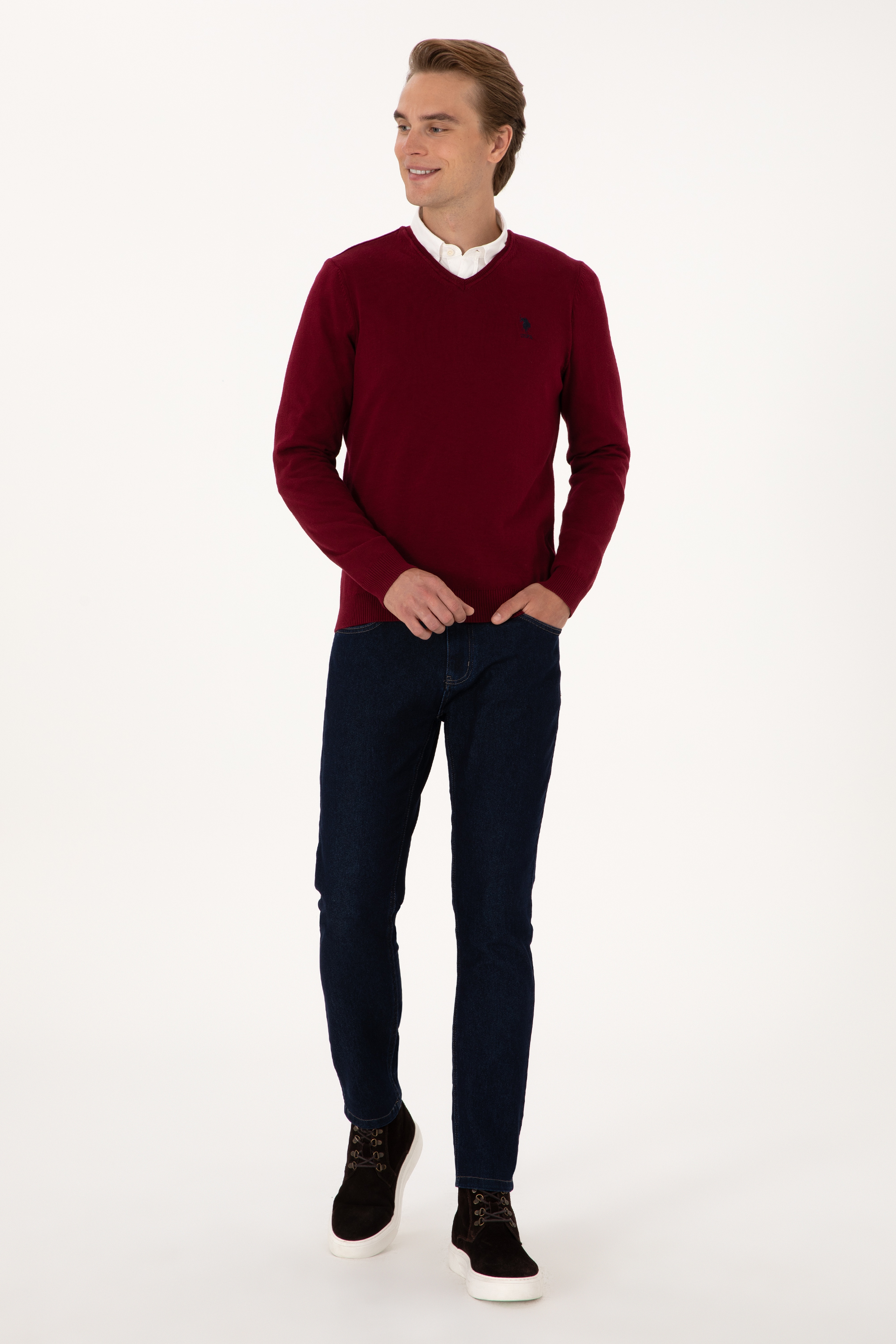 Erkek Bordo Basic Kazak - Image 4