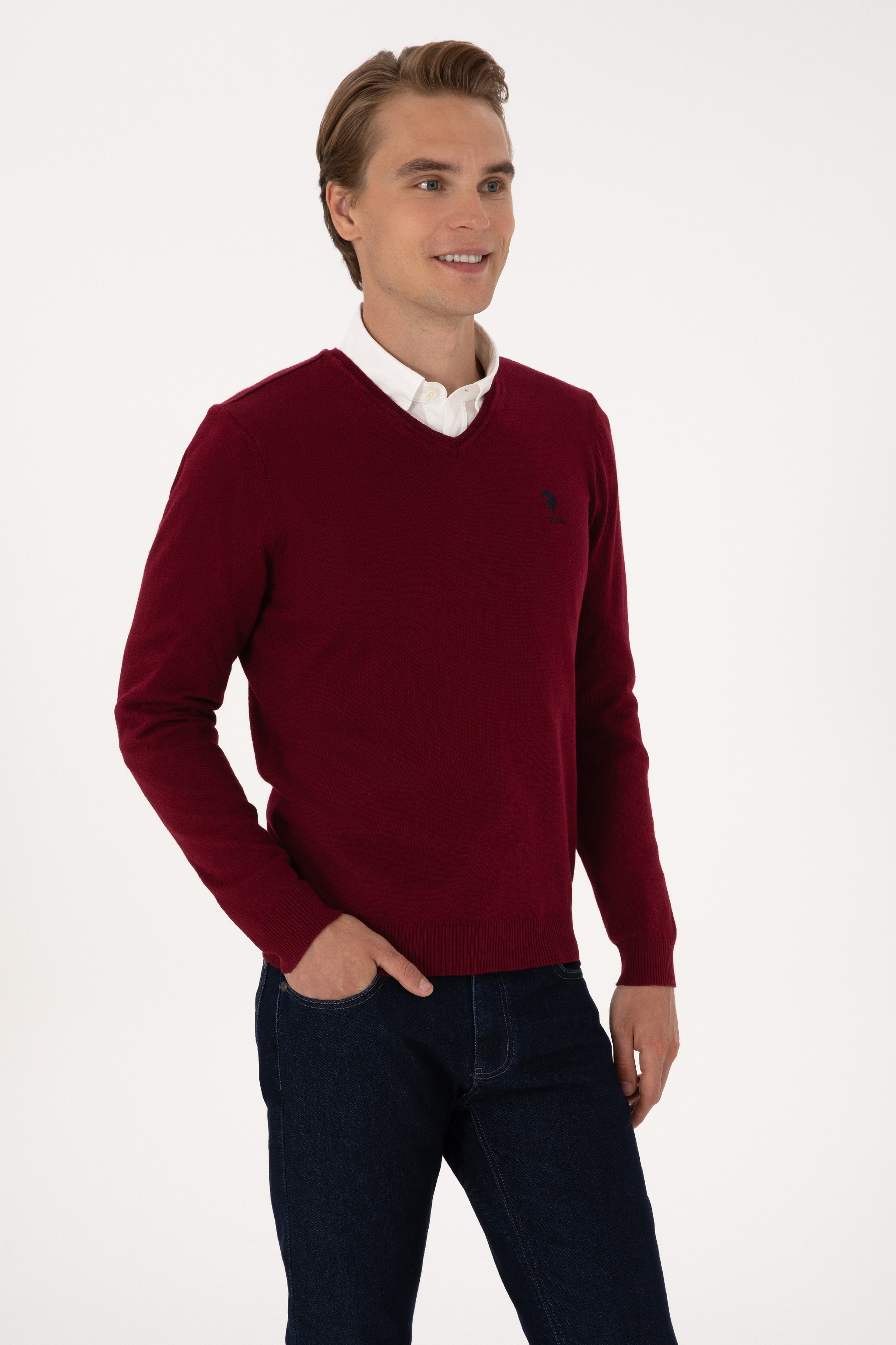 Erkek Bordo Basic Kazak - Image 3