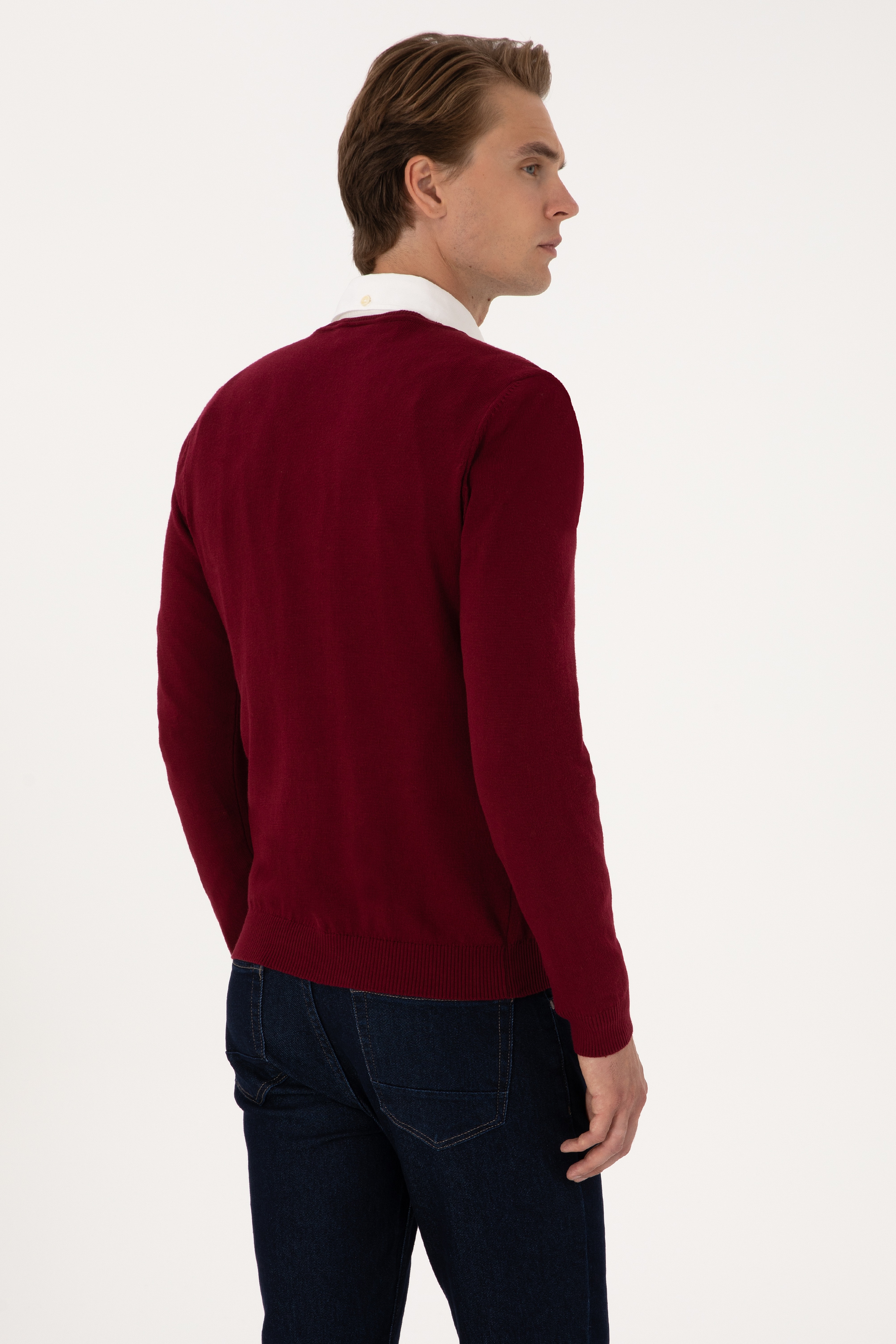 Erkek Bordo Basic Kazak - Image 5