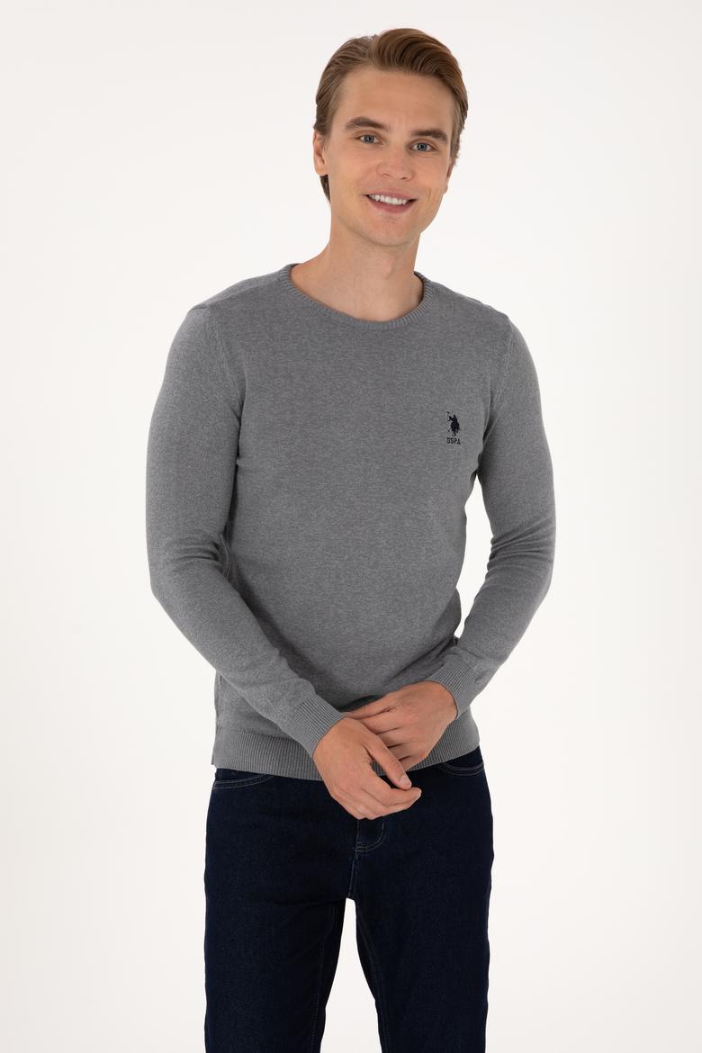 Erkek Gri Melanj Basic Kazak