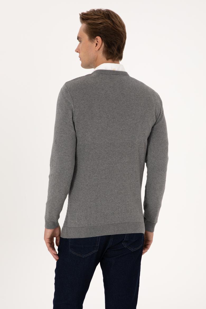 Erkek Gri Melanj Basic Kazak - 50288879035