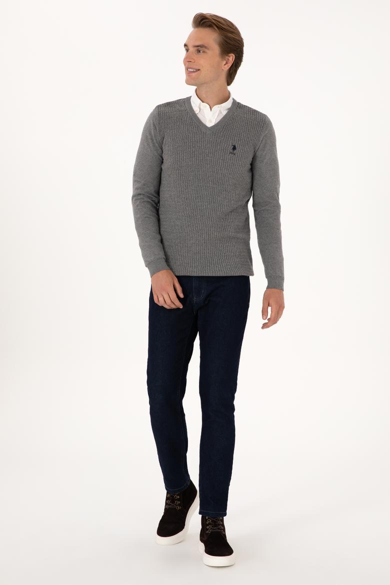 Erkek Gri Melanj Basic Kazak - 50288879035