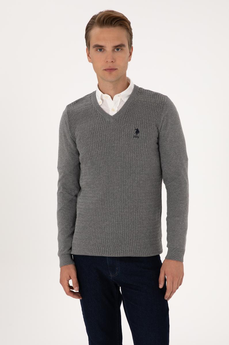 Erkek Gri Melanj Basic Kazak