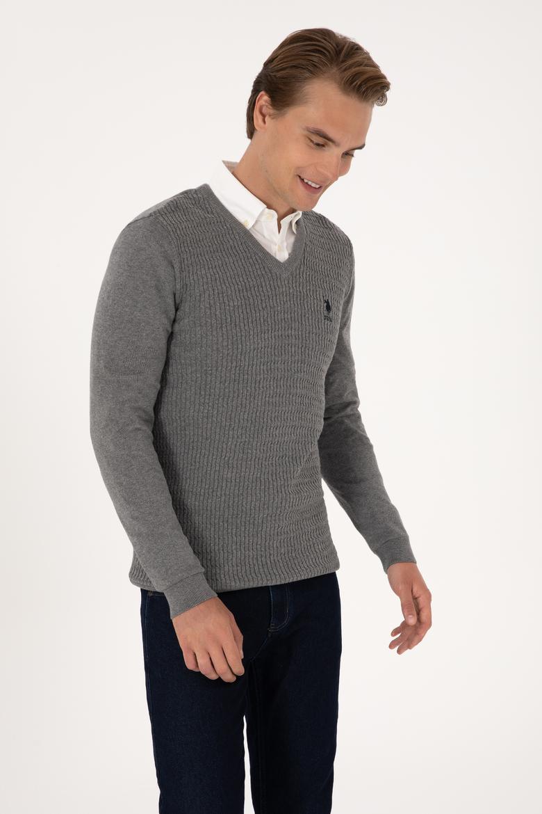 Erkek Gri Melanj Basic Kazak - 50288879035