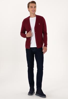 Erkek Bordo Basic Triko Hırka - 50288878030