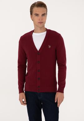 Erkek Bordo Basic Triko Hırka - 50288878030