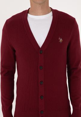 Erkek Bordo Basic Triko Hırka - 50288878030