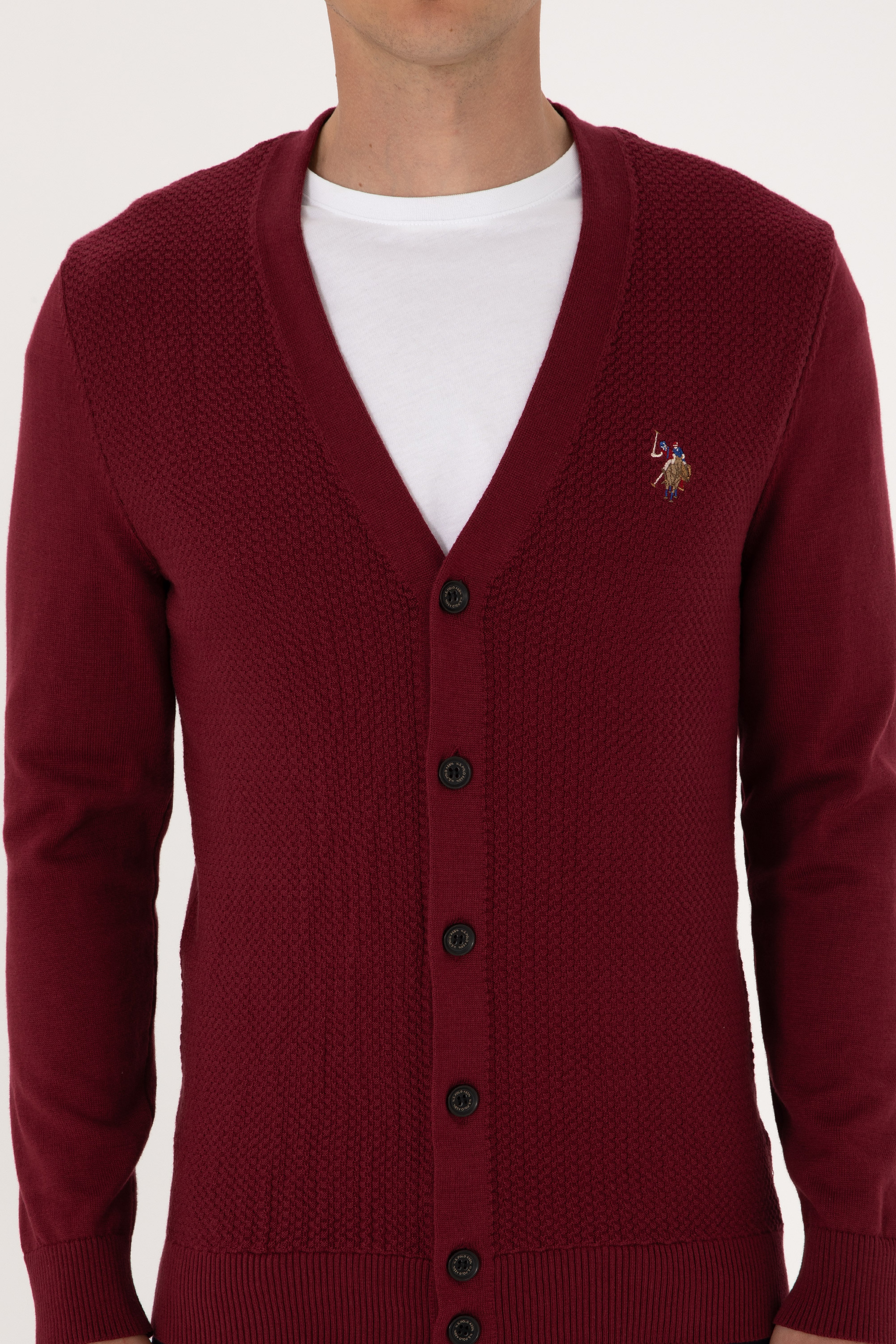 Erkek Bordo Basic Triko Hırka