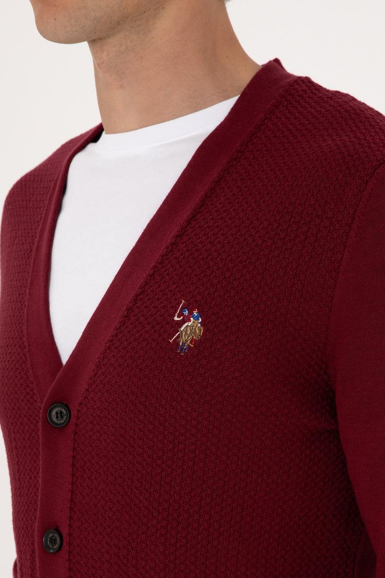 Erkek Bordo Basic Triko Hırka - 50288878030