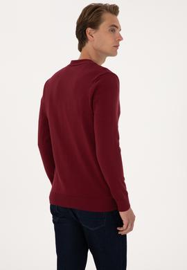 Erkek Bordo Basic Triko Hırka - 50288878030