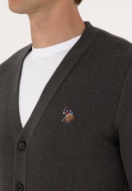 Erkek Antrasit Melanj Basic Triko Hırka - 50288878060