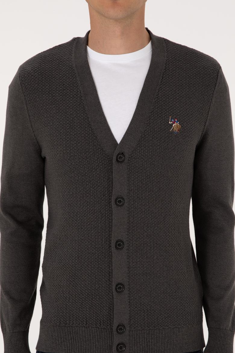 Erkek Antrasit Melanj Basic Triko Hırka - 50288878060