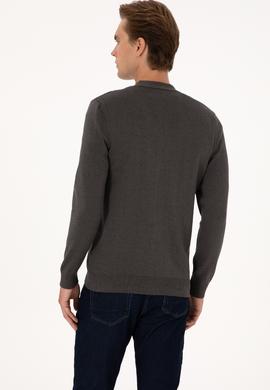 Erkek Antrasit Melanj Basic Triko Hırka - 50288878060