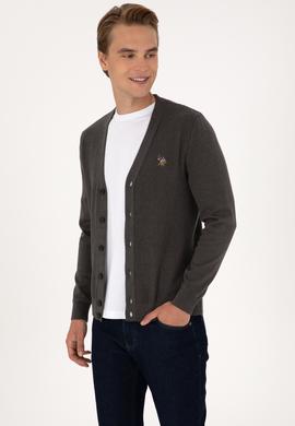 Erkek Antrasit Melanj Basic Triko Hırka - 50288878060