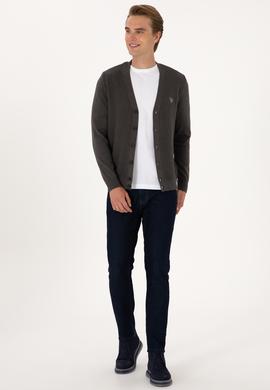 Erkek Antrasit Melanj Basic Triko Hırka - 50288878060