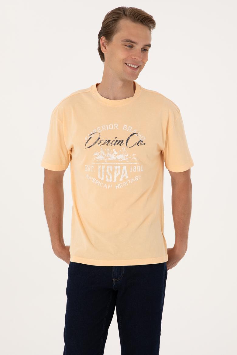 Erkek Comfort Fit Turuncu Bisiklet Yaka Tişört - 50300239016