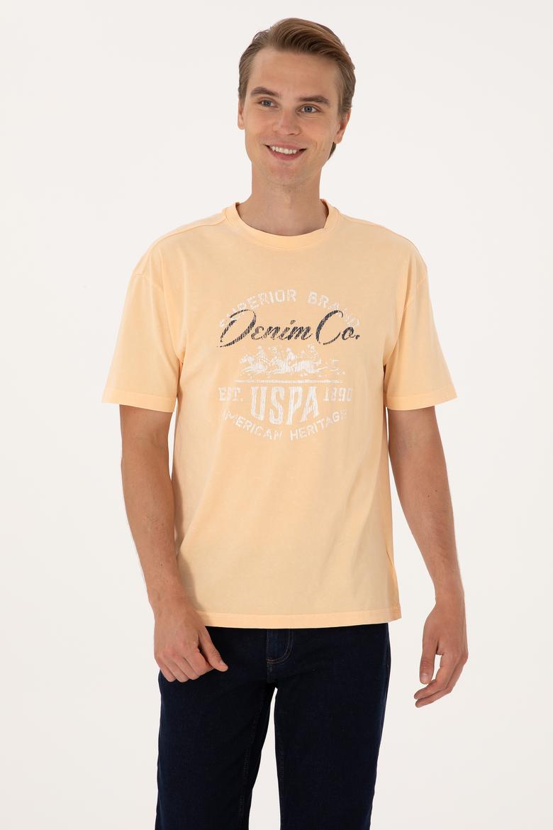 Erkek Comfort Fit Turuncu Bisiklet Yaka Tişört