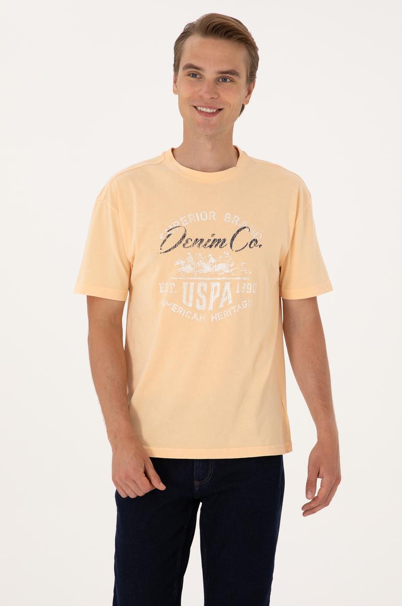 Erkek Comfort Fit Turuncu Bisiklet Yaka Tişört