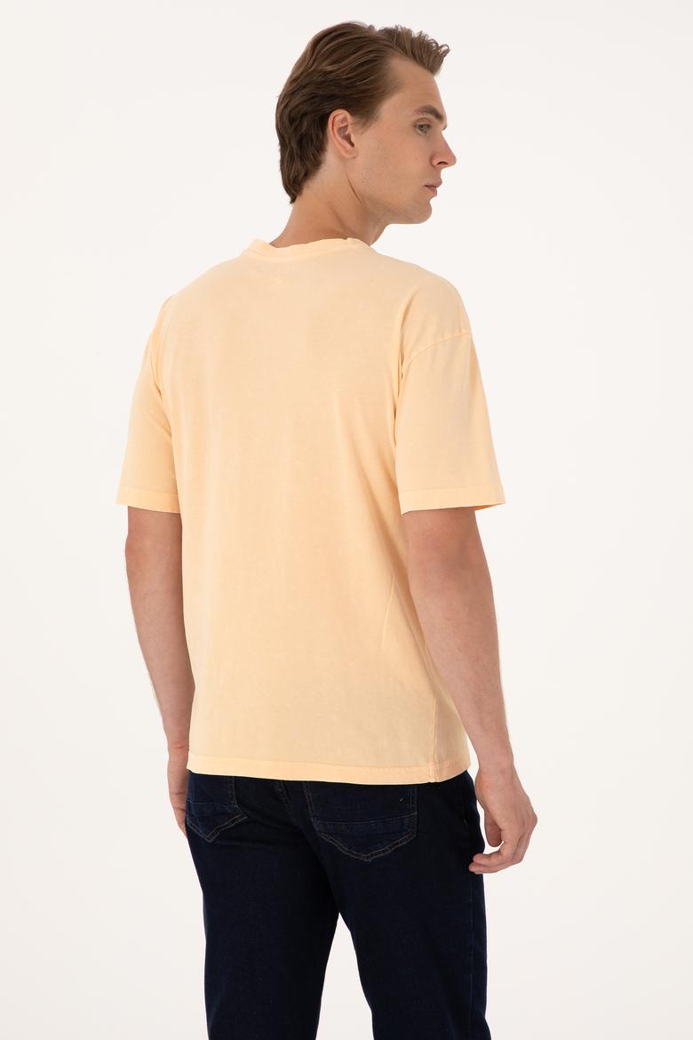 Erkek Comfort Fit Turuncu Bisiklet Yaka Tişört - 50300239016
