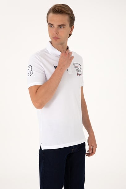 Erkek Regular Fit Beyaz Polo Yaka Tişört
