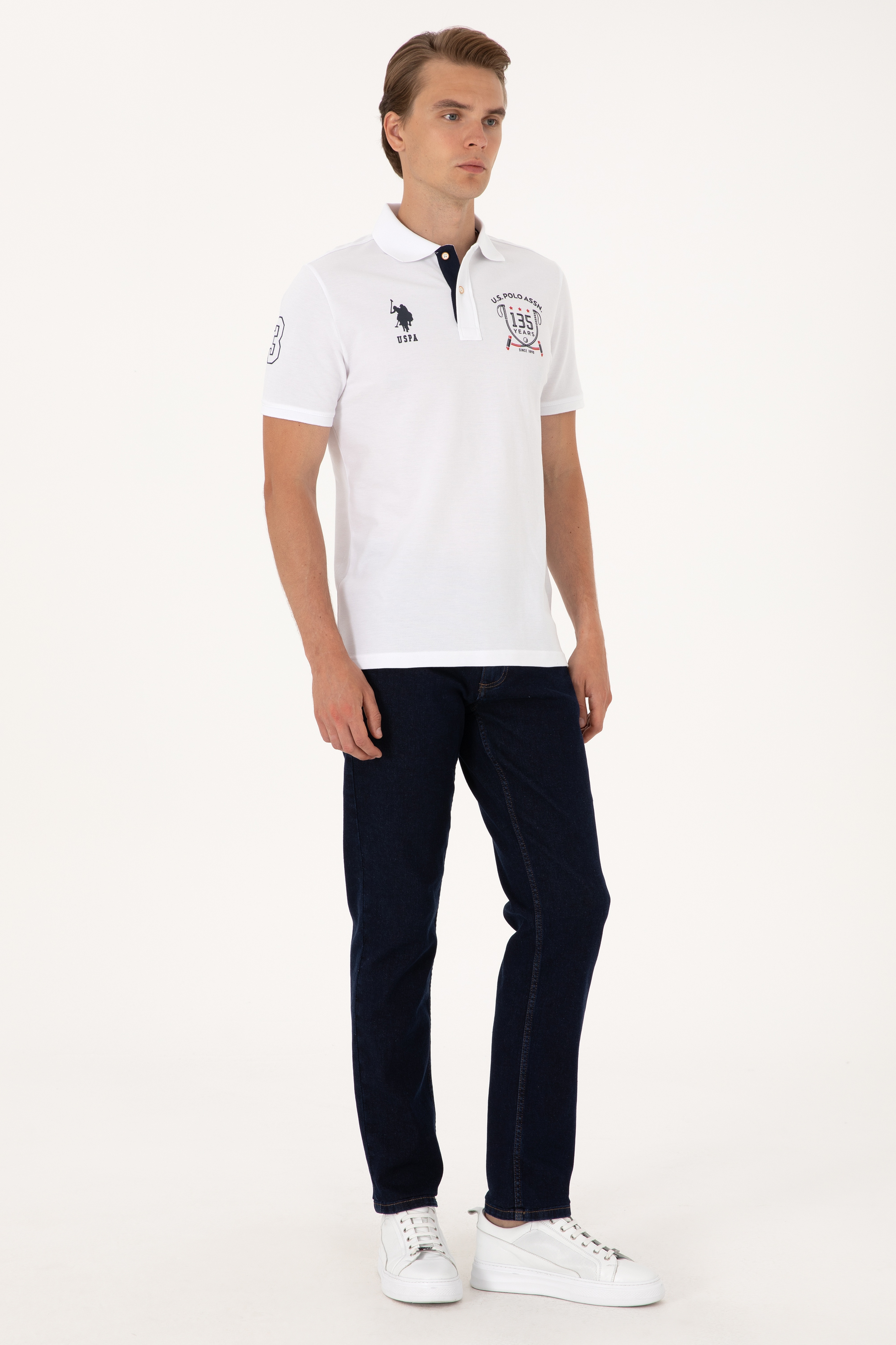 Erkek Regular Fit Beyaz Polo Yaka Tişört