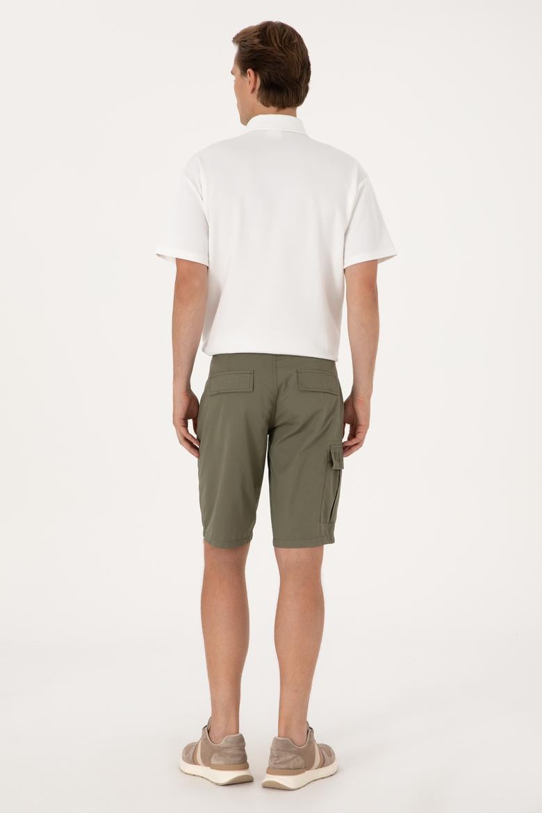 Erkek Koyu Haki Dokuma Şort - 50300418026