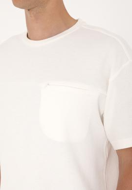 Erkek Comfort Fit Krem Bisiklet Yaka Tişört - 50300125009