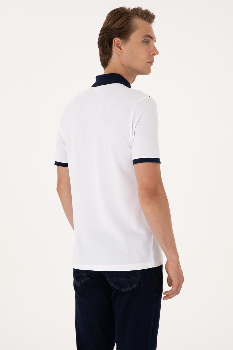 Erkek Regular Fit Beyaz Polo Yaka Tişört - 50299782007
