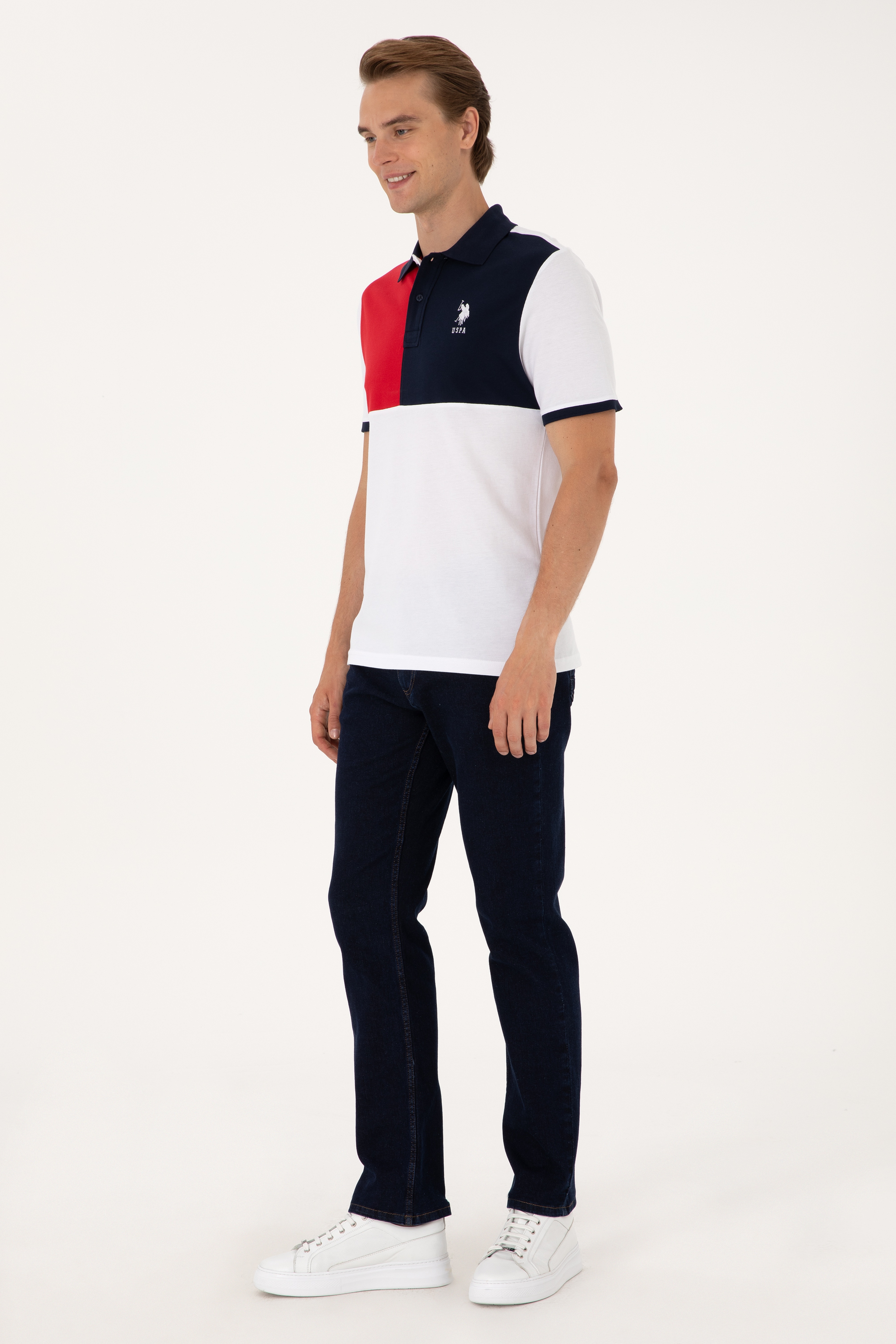 Erkek Regular Fit Beyaz Polo Yaka Tişört - Image 4