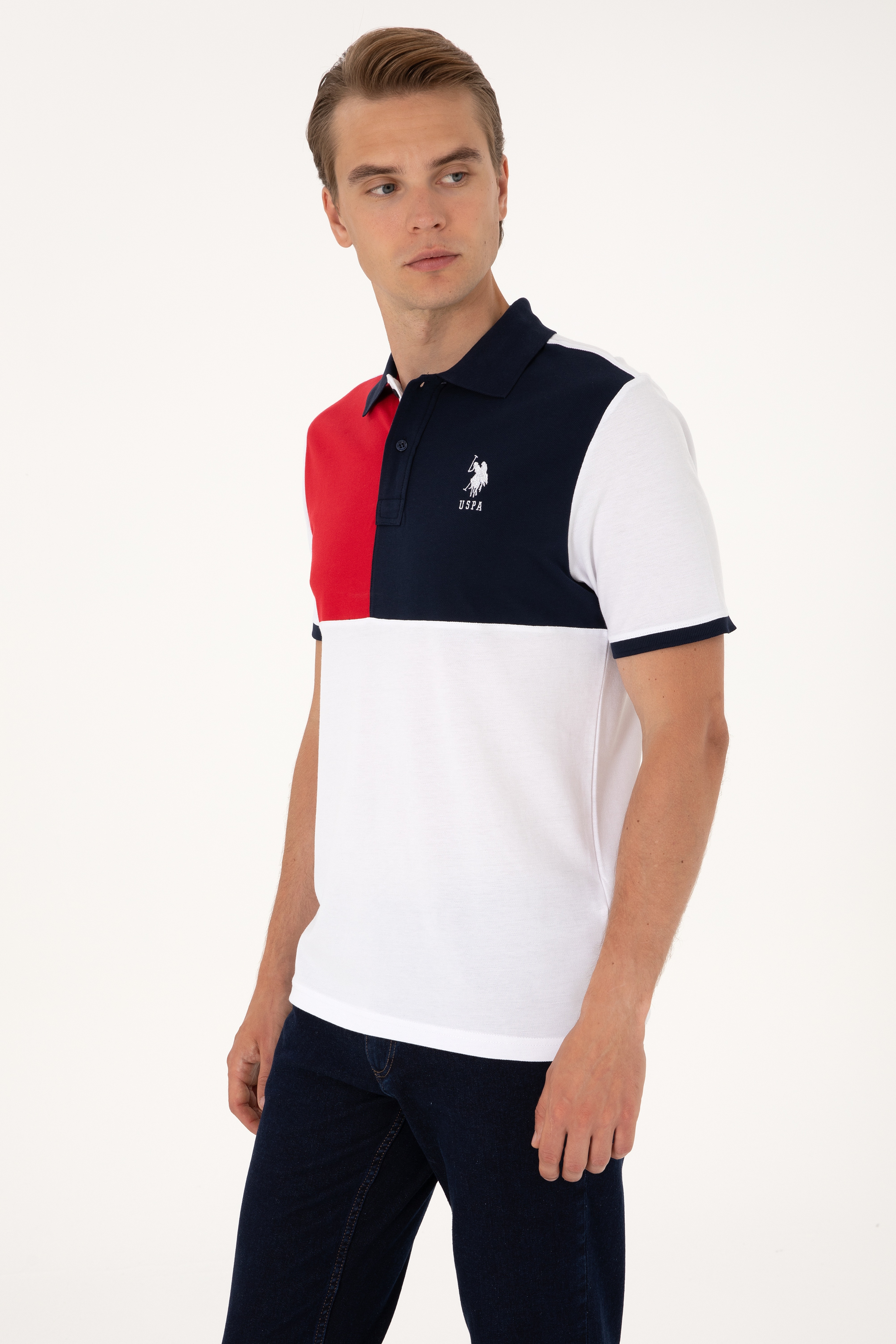 Erkek Regular Fit Beyaz Polo Yaka Tişört