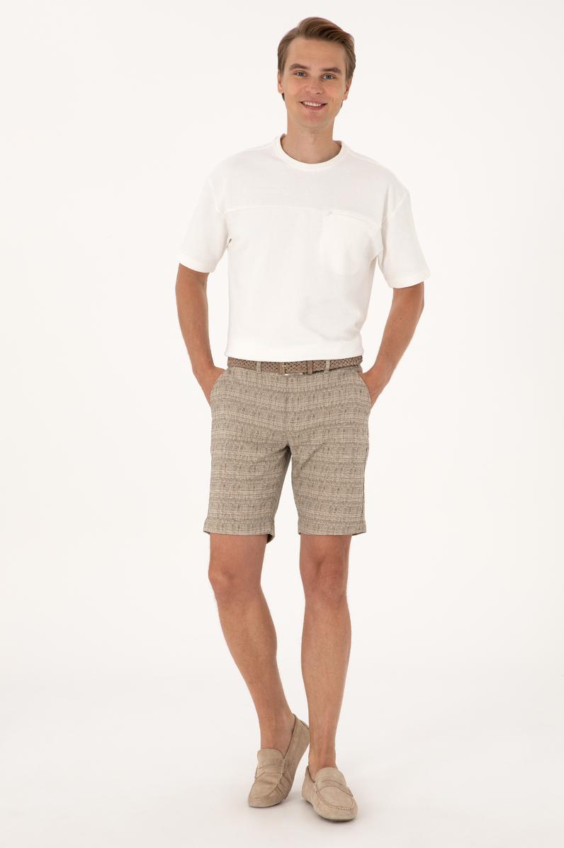 Erkek Koyu Haki Dokuma Şort