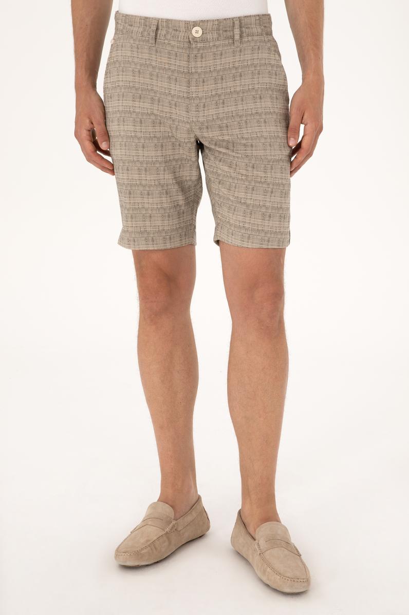 Erkek Koyu Haki Dokuma Şort