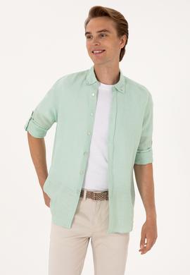 Erkek Su Yeşili Uzun Kollu Gömlek - 50299597007