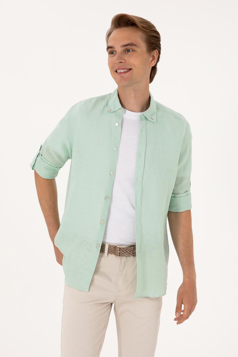 Erkek Su Yeşili Uzun Kollu Gömlek