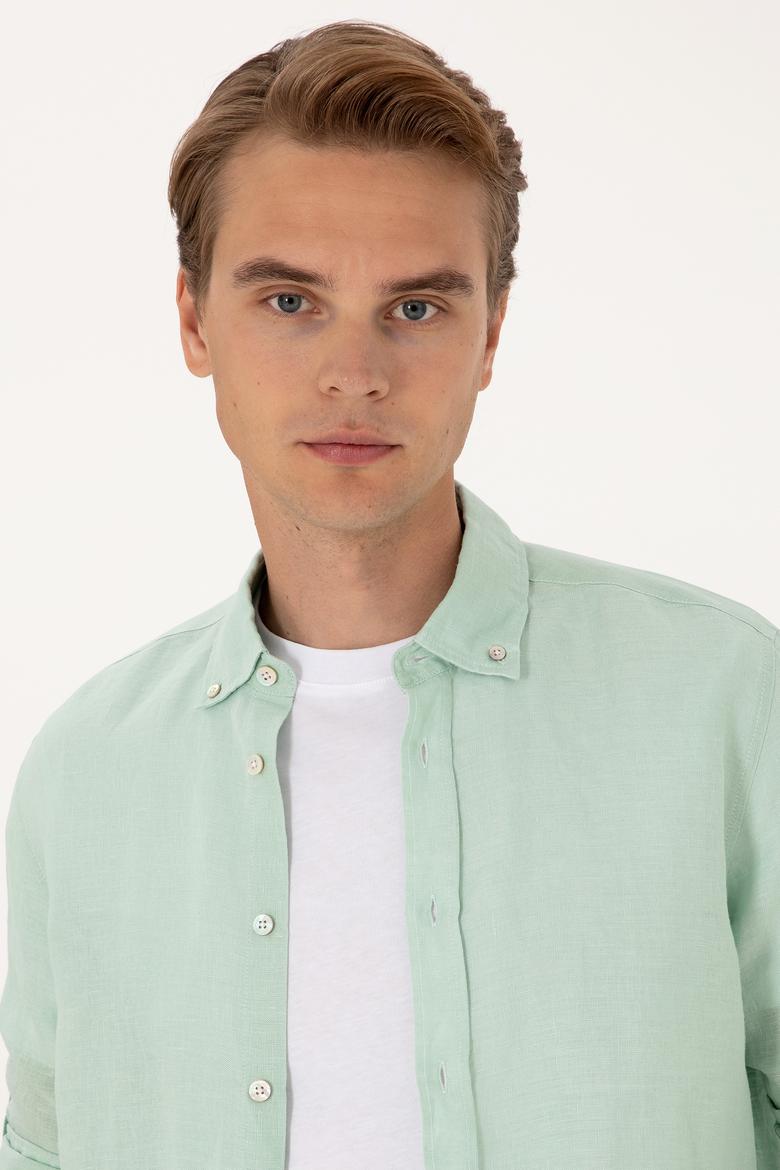 Erkek Su Yeşili Uzun Kollu Gömlek - 50299597007