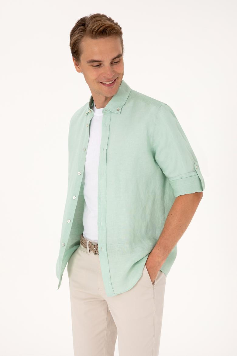 Erkek Su Yeşili Uzun Kollu Gömlek - 50299597007