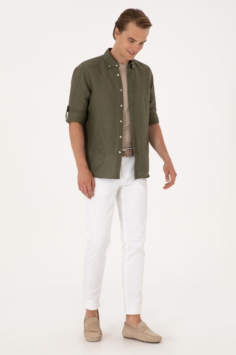 Erkek Koyu Haki Uzun Kollu Gömlek - 50299597108