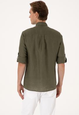 Erkek Koyu Haki Uzun Kollu Gömlek - 50299597108